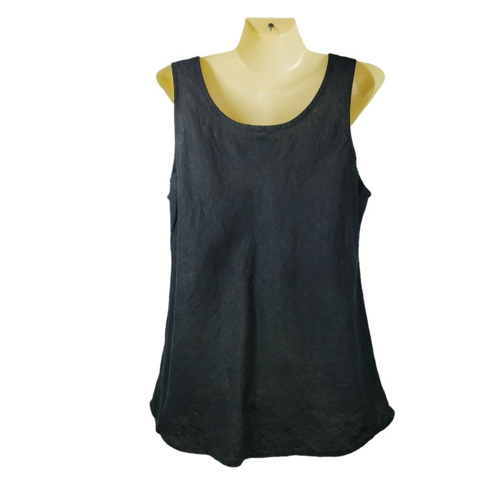 Flax Fundamental Black Tank Top Linen Women's Size Medium - Picture 3 of 9